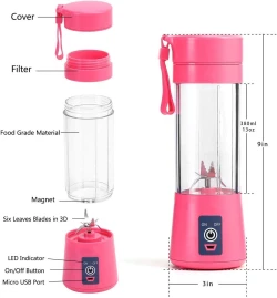 USB Rechargeable Juicer Blender - 6 Blades Electric Blender Mini Portable Juicer