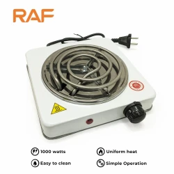 RAF Electric Stove and Hot Plate R.8010B – 1000W Fast Heating Cooker with Auto On/Off and Easy-to-Clean Surface