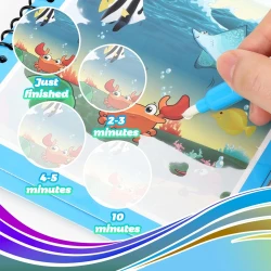 Reusable Magic Water Coloring Book with Magic Pen – Quick-Dry Drawing Pad for Kids Educational Fun