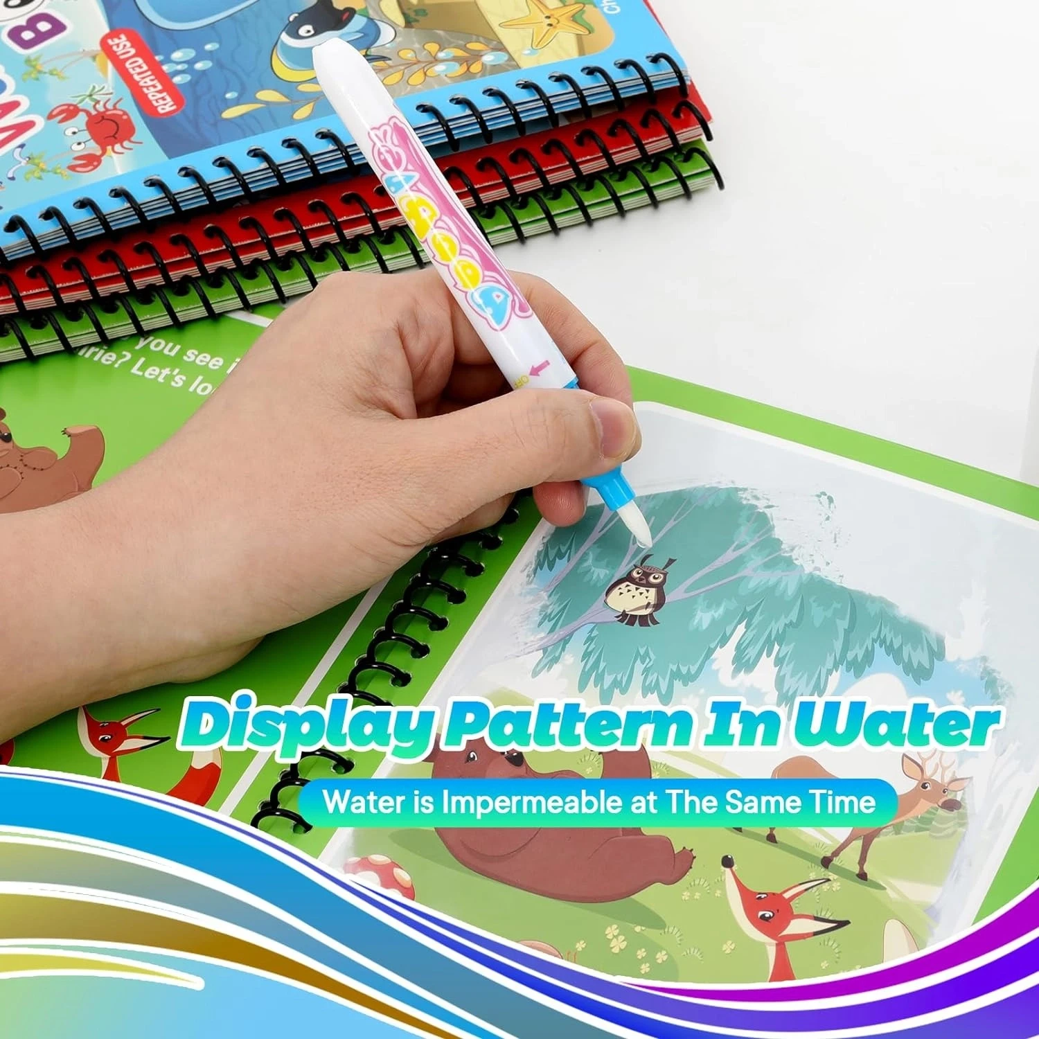 Reusable Magic Water Coloring Book with Magic Pen – Quick-Dry Drawing Pad for Kids Educational Fun