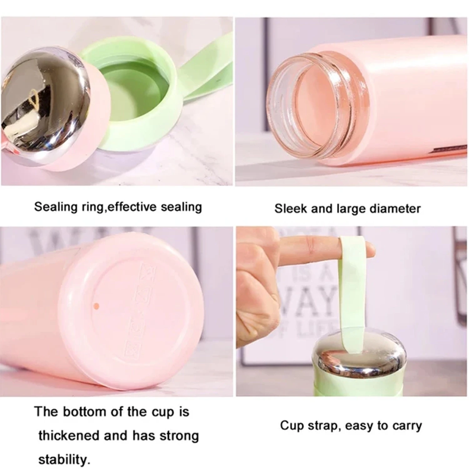 Portable BPA-Free Water Bottle 400ml – Glass Inner Liner with Plastic Shell