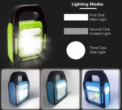 Rechargeable Solar Emergency COB Flashlight with 3 Light Modes and Built-in Battery