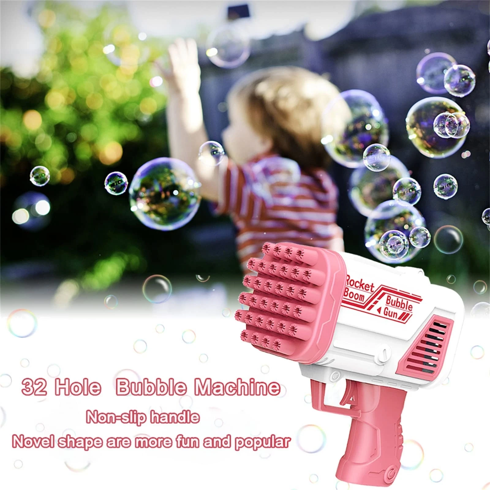 Automatic Bubble Gun 36-Hole – Bazooka Bubble Machine Toy with 8 and 36 Hole Settings for Kids