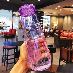 Smart Diamond Glass Water Bottle – 500ml Stylish Travel Bottle for Office, Gym and Outdoor Use
