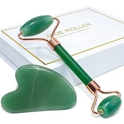 Original Jade Roller and Gua Sha Set – Noiseless Facial Massager for Glowing Skin, Eyes and Neck