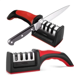 Kitchen Knife and Scissor Sharpener – Adjustable Manual 4-in-1 Blade Sharpening Tool