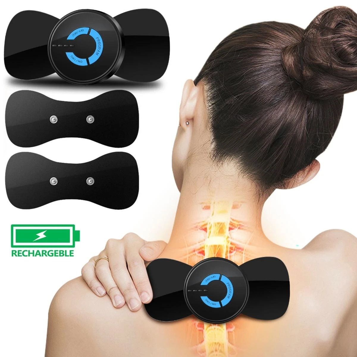 Mini EMS Body Massager – Butterfly Pulse Neck and Muscle Pain Relief Device for Men and Women